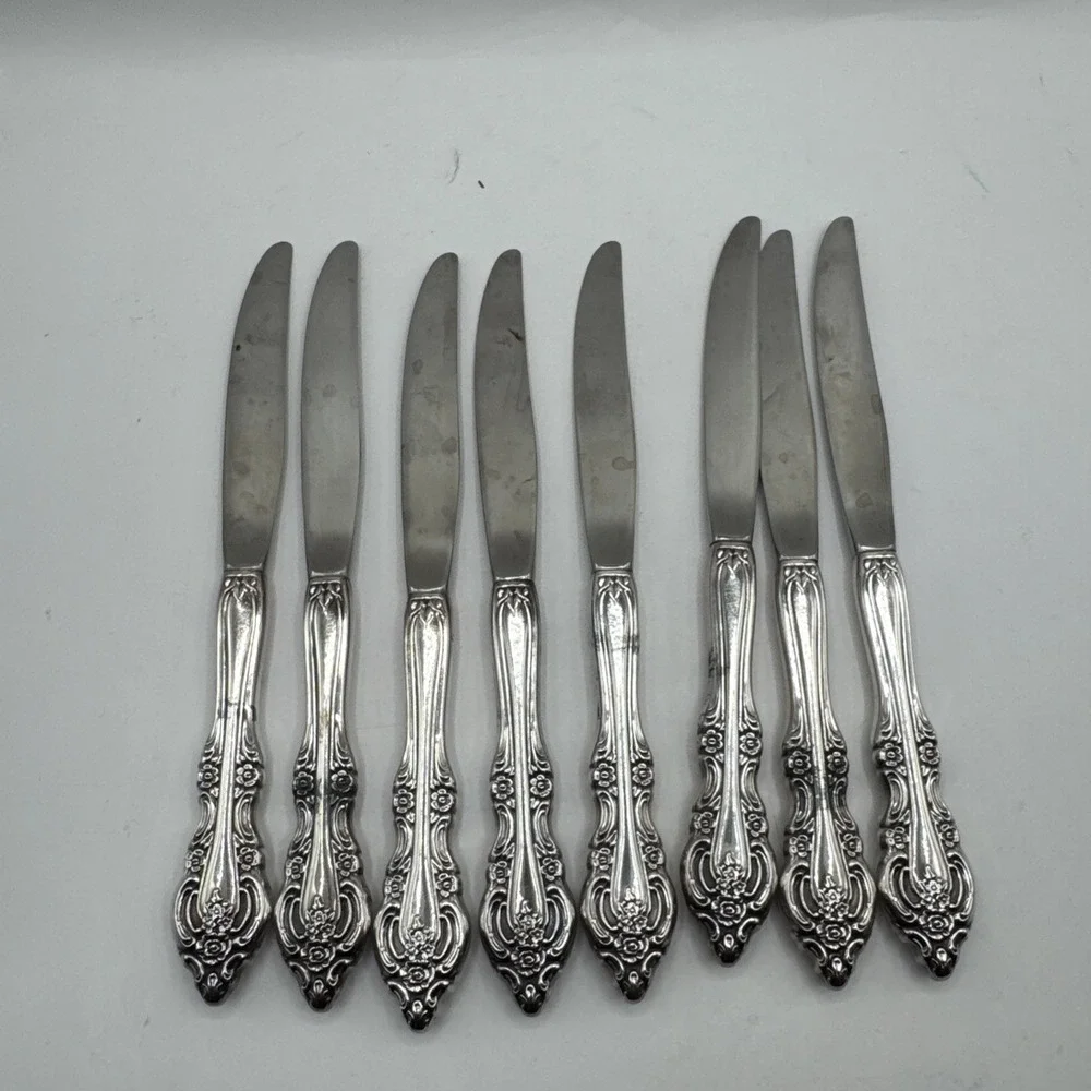 Lot Of 8 Oneida Silver Michelangelo (Stainless) Flatware‎ Hollow Dinner Knives
